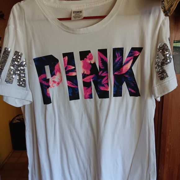 VS Pink Tropical bling ✨️ t-shirt. M - Picture 2 of 6